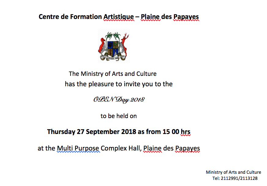 Invitation - Centre de Formation Plaine des Papayes
