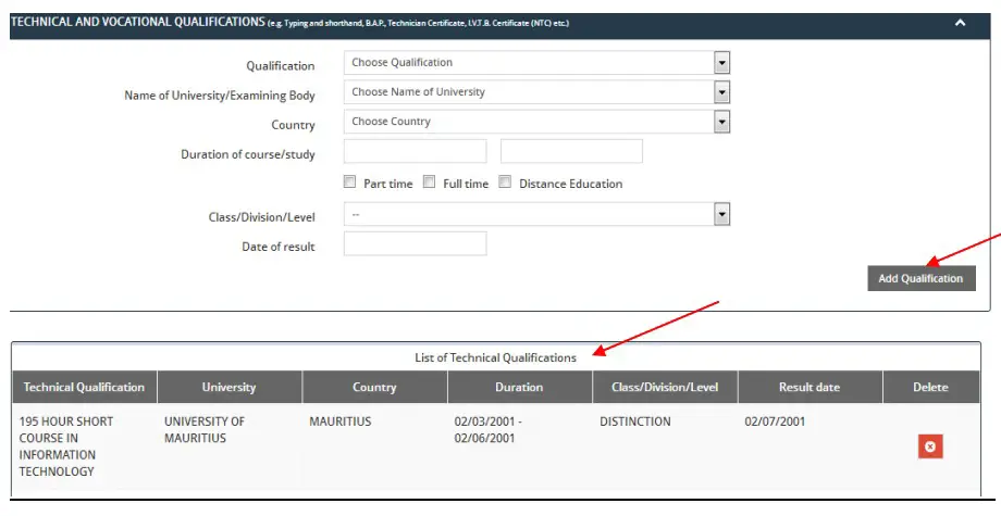 PSC Online Form Technical Qualifications Online Application - Ashesh's